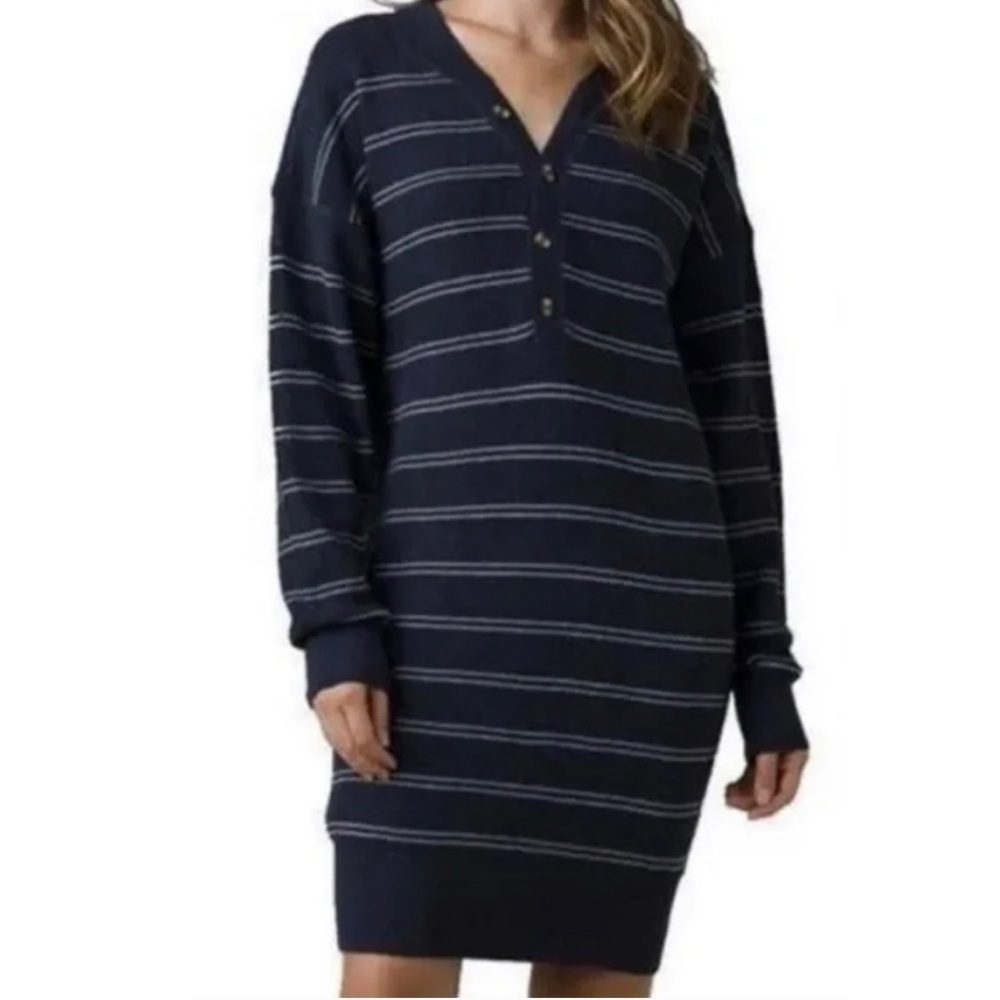 NWT!! Striped Navy Sweater Dress - Women's Casual V-Neck